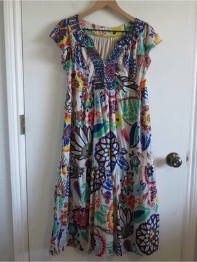 Boden Breezy Emma Tiered Floral Dress Sz 6L